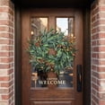 thumbnail image 1 of Olive Leaf Wreath Indoor Door Decoration – Faux Greenery Boxwood Garland with Ribbon Bow, Round Wall Hanging Front Door & Fireplace Décor, All-Season Home Accent, 1 of 4
