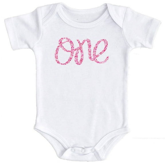 Olive Loves Apple 1st Birthday Onesie Girl Glitter Onesie Bubblegum Pink 1st Birthday Onesie For Baby Girls Bubble Gum Pink Glitter 12-18 Short Sleeve