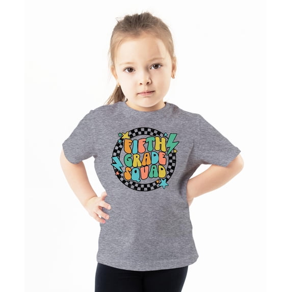 Olive Loves Apple 5th Grade Squad Lightning First Day of School T-Shirt Back to School 1st Day of School Outfit Granite Heather Shirt Youth Large