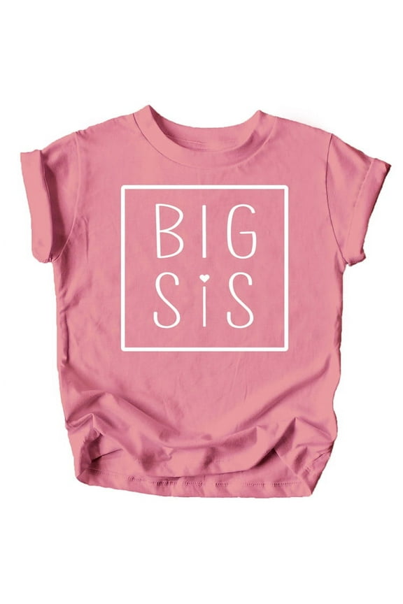 Big Sis Square Sibling Reveal Announcement Shirt for Baby and Toddler Girls Sibling Outfits Mauve Shirt 12 Months