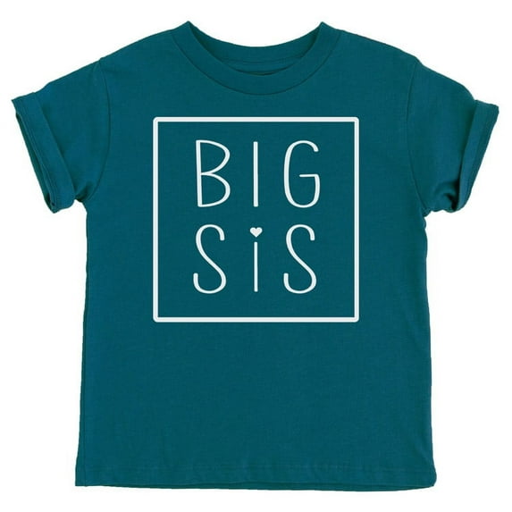 Olive Loves Apple Big Sis Square Sibling Reveal Announcement Shirt for Baby and Toddler Girls Sibling Outfits Oceanside Shirt 3T