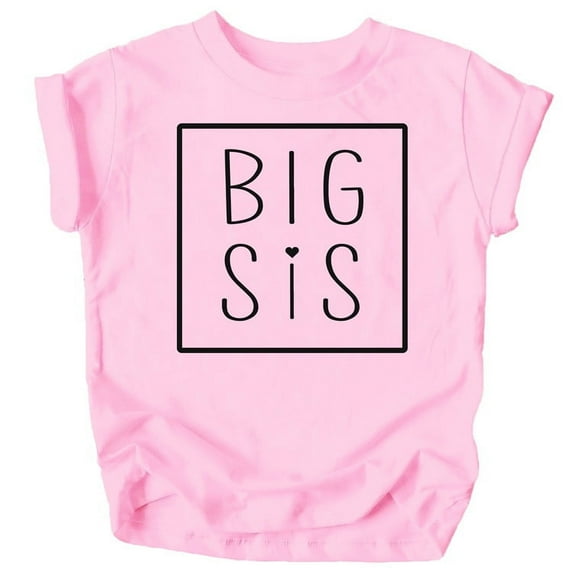 Olive Loves Apple Big Sis Square Sibling Reveal Announcement Shirt for Baby and Toddler Girls Sibling Outfits Pink Shirt