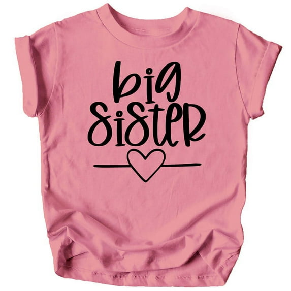 Olive Loves Apple Big Sister Heart Sibling Reveal T-Shirt for Baby and Toddler Girls Sibling Outfits Mauve Shirt