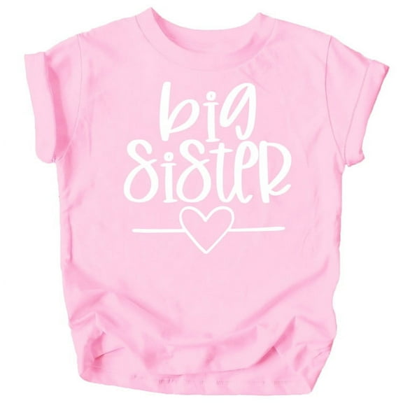 Olive Loves Apple Big Sister Heart Sibling Reveal T-Shirt for Baby and Toddler Girls Sibling Outfits Pink Shirt 12 Months