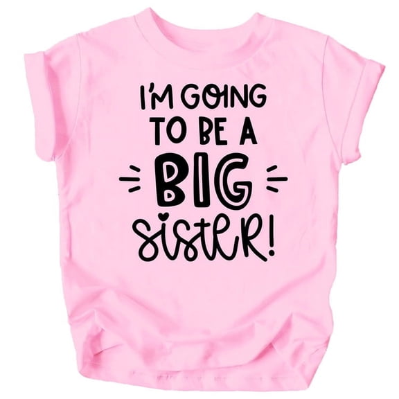 Olive Loves Apple Big Sister New Baby Reveal I'm Going to Be A Big Sister New Sibling Announcement T-Shirts Black on Pink Shirt 12 Months