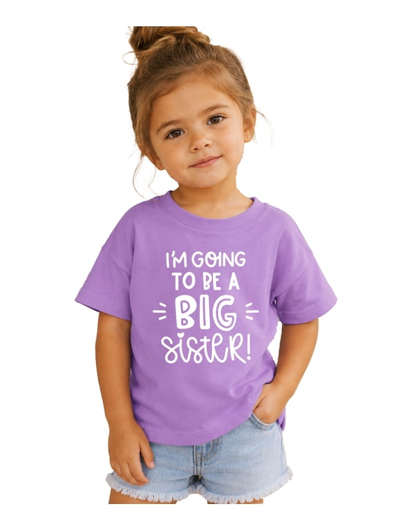 Big Sister New Baby Reveal I'm Going to Be A Big Sister New Sibling Announcement T-Shirts Purple Shirt 12 Months