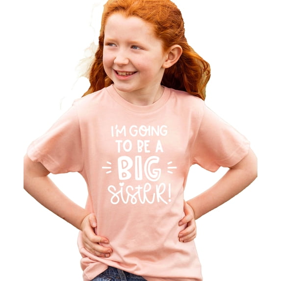 Olive Loves Apple Big Sister New Baby Reveal I'm Going to be a Big Sister New Sibling Announcement T-Shirts White on Peach Shirt 12 Months