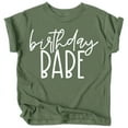 thumbnail image 1 of Olive Loves Apple Birthday Babe All Ages Birthday Shirt for Girls White on Military Green Shirt 2T, 1 of 2