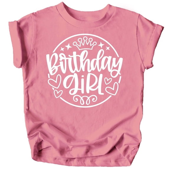 Olive Loves Apple Birthday Girl Crown Shirt for Baby & Toddler Youth Girls White on Mauve Shirt Youth Medium