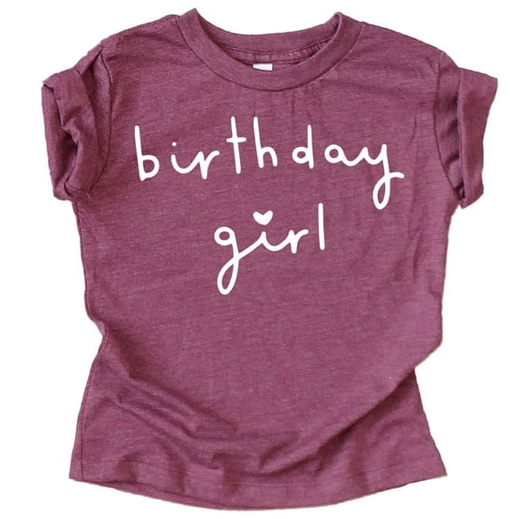 Olive Loves Apple Birthday Girl with Heart Basic Birthday T Shirts for Any Age Birthday Vintage Burgundy Shirt 3T