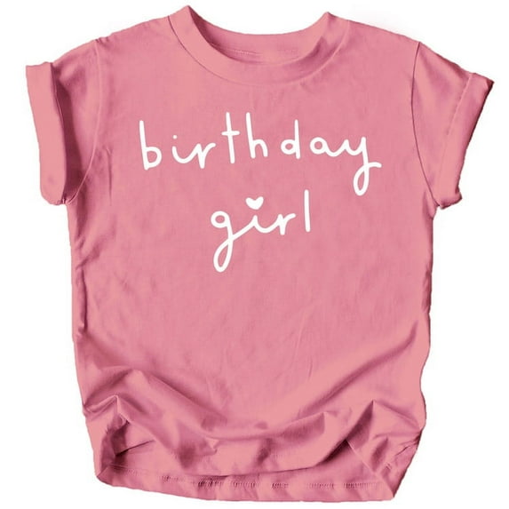 Olive Loves Apple Birthday Girl with Heart Basic Birthday T Shirts for Any Age Birthday White on Mauve Shirt Youth Small