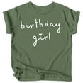 thumbnail image 1 of Olive Loves Apple Birthday Girl with Heart Basic Birthday T Shirts for Any Age Birthday White on Military Green Shirt 12 Months, 1 of 2
