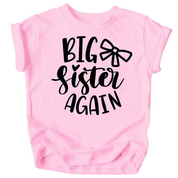 Olive Loves Apple Bow Big Sister Again Sibling Announcement Shirts for Baby and Toddler Girls Sibling Outfits Pink Shirt