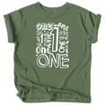 thumbnail image 1 of Olive Loves Apple Charming 1st Birthday Terms T-Shirts for Baby Girls and Boys First Birthday Outfit White on Military Green Shirt 18 Months, 1 of 2
