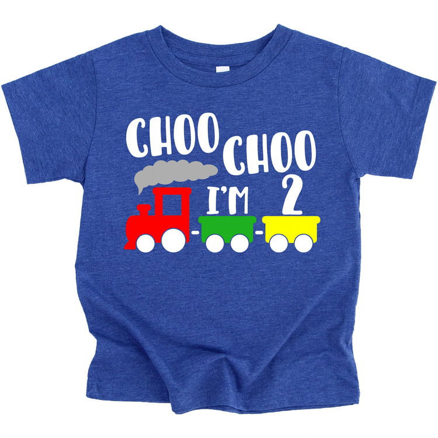 Olive Loves Apple Choo Choo I'm Two Boys 2nd Birthday T-Shirts for Baby Boys Second Birthday Outfit Vintage Royal Shirt 3T