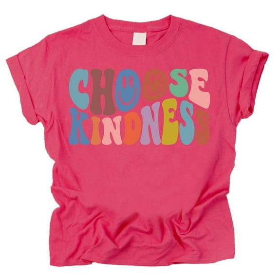 Olive Loves Apple Choose Kindness Colorful Retro Shirt for Baby Toddler and Kids for Girls Vintage Hot Pink Shirt 2T