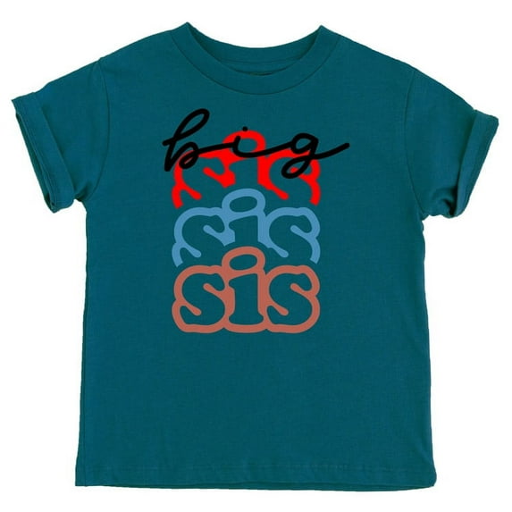 Olive Loves Apple Colorful Big Sister Stacked Shirt for Baby and Toddler Girls Sibling Outfits Oceanside Shirt 2T