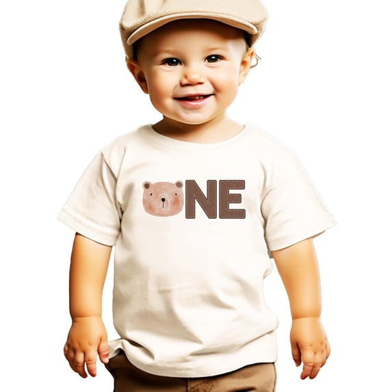 Olive Loves Apple First Birthday Shirt for Boys 1st Birthday Bear Themed Tee for Kids Natural Shirt 12 Months