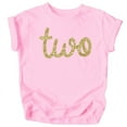 thumbnail image 1 of Olive Loves Apple Girls 2nd Birthday Two Shirt for Toddler Girls Second Birthday Outfit Gold on Pink Shirt 2T, 1 of 2
