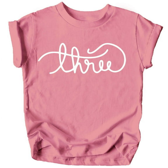 Olive Loves Apple Girls Cursive Three Shirt for Toddler Girls 3rd Birthday Outfit Mauve Shirt
