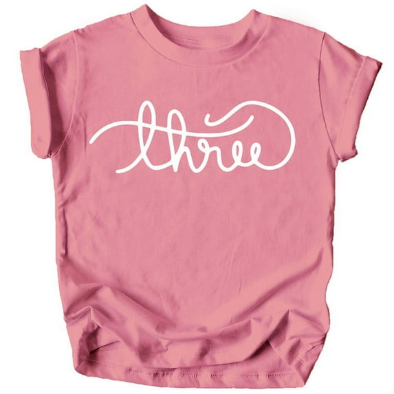 Olive Loves Apple Girls Cursive Three Shirt for Toddler Girls 3rd Birthday Outfit Mauve Shirt