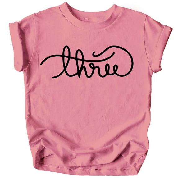 Olive Loves Apple Girls Cursive Three Shirt for Toddler Girls 3rd Birthday Outfit Mauve Shirt