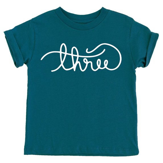 Olive Loves Apple Girls Cursive Three Shirt for Toddler Girls 3rd Birthday Outfit Oceanside Shirt 3T