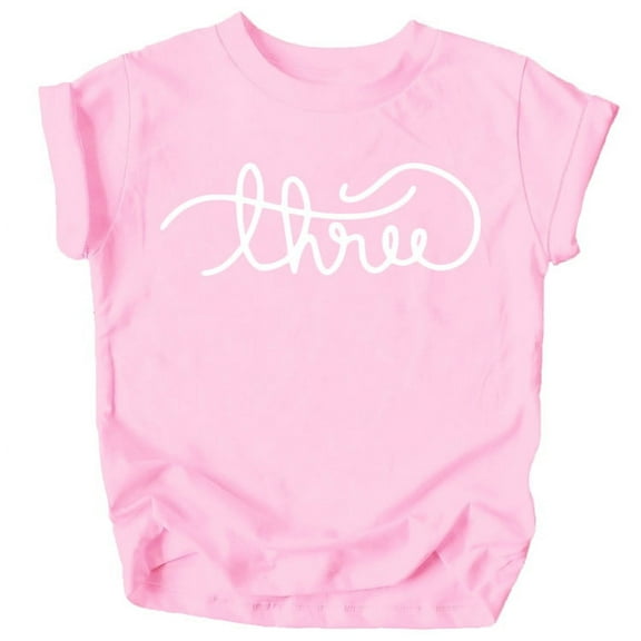 Olive Loves Apple Girls Cursive Three Shirt for Toddler Girls 3rd Birthday Outfit Pink Shirt