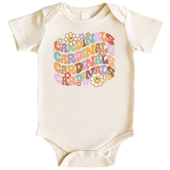 Olive Loves Apple Groovy Cardinals School Spirit Shirt for Game Day Apparel for Adults and Kids Natural Bodysuit 6 Months