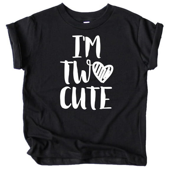 Olive Loves Apple Im Two Cute 2nd Birthday Shirt for Toddler Girls Second Birthday Outfit Black Shirt 3T