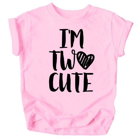 Olive Loves Apple Im Two Cute 2nd Birthday Shirt for Toddler Girls Second Birthday Outfit Black on Pink Shirt 2T