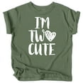 thumbnail image 1 of Olive Loves Apple Im Two Cute 2nd Birthday Shirt for Toddler Girls Second Birthday Outfit White on Military Green Shirt 4T, 1 of 2