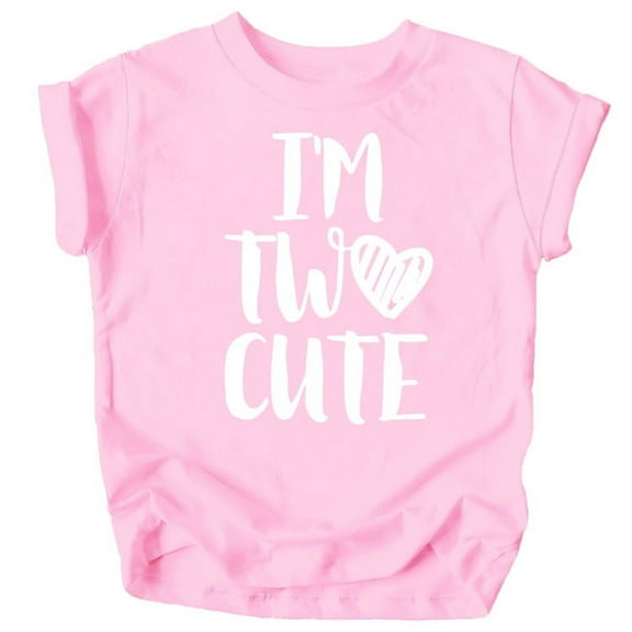 Olive Loves Apple Im Two Cute 2nd Birthday Shirt for Toddler Girls Second Birthday Outfit White on Pink Shirt 3T