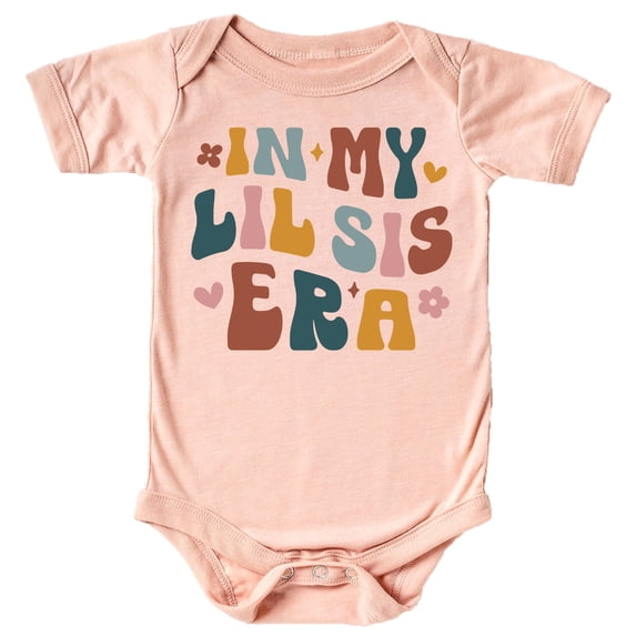 Olive Loves Apple In My Little Sister Era Bodysuit for Baby Girls Matching Little Sister Era Bodysuit Peach Bodysuit 12 Months
