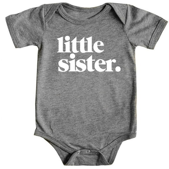 Olive Loves Apple Little Sister Bodysuit for Baby Girls Sibling Outfit Granite Heather Bodysuit 6 Months