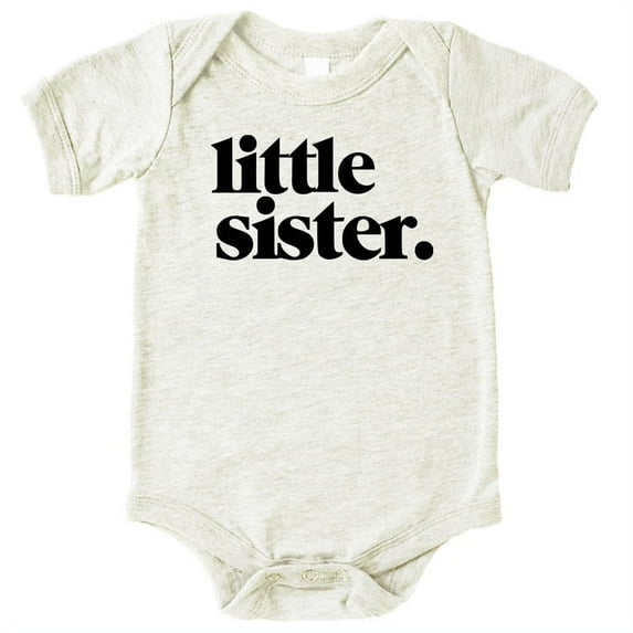 Olive Loves Apple Little Sister Bodysuit for Baby Girls Sibling Outfit Natural Heather Bodysuit Newborn