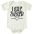 thumbnail image 1 of Olive Loves Apple Little Sister Heart Bodysuit for Baby Girls Sister Sibling Outfits Natural Heather Bodysuit 6 Months, 1 of 2