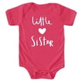 thumbnail image 1 of Olive Loves Apple Little Sister with Heart Bodysuit for Baby Girls Sister Sibling Outfits Vintage Hot Pink Bodysuit 6 Months, 1 of 2