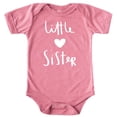 thumbnail image 1 of Olive Loves Apple Little Sister with Heart Bodysuit for Baby Girls Sister Sibling Outfits White on Mauve Bodysuit 6 Months, 1 of 2