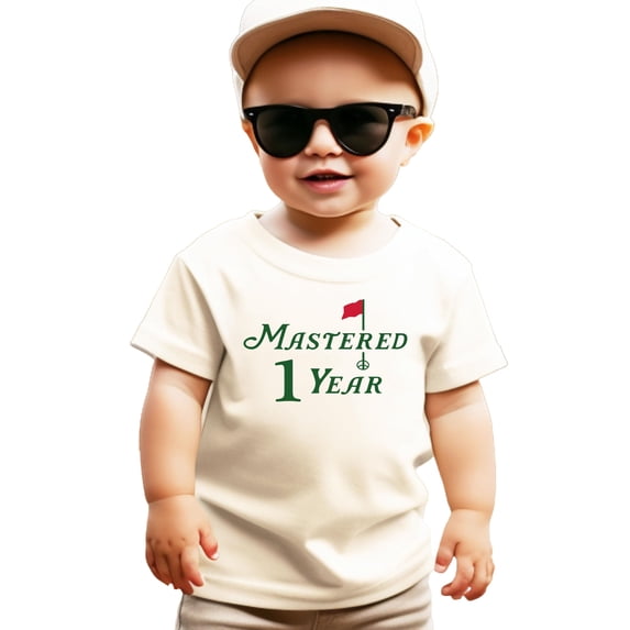 Olive Loves Apple Mastered 1 Year First Birthday Shirt for Boys Golf Themed First Birthday Tee for Kids Natural Shirt 18 Months