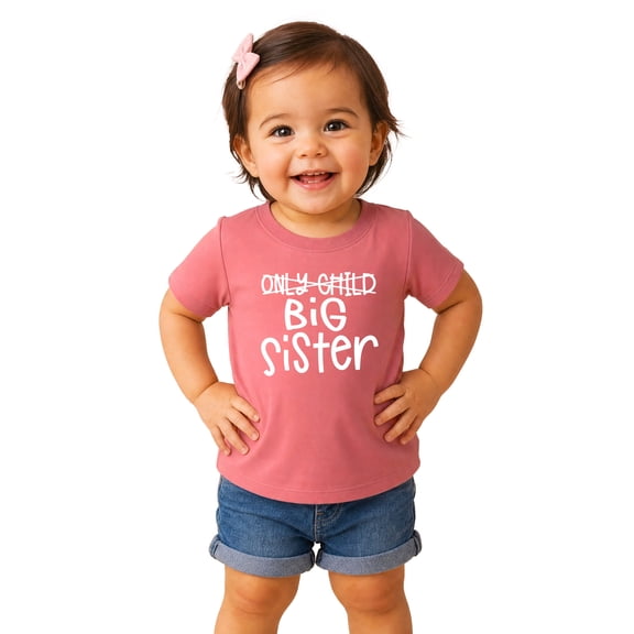 Olive Loves Apple Only Child to Big Sister Sibling Announcement Shirts for Baby and Toddler Girls Sibling Outfits Mauve Shirt 12 Months