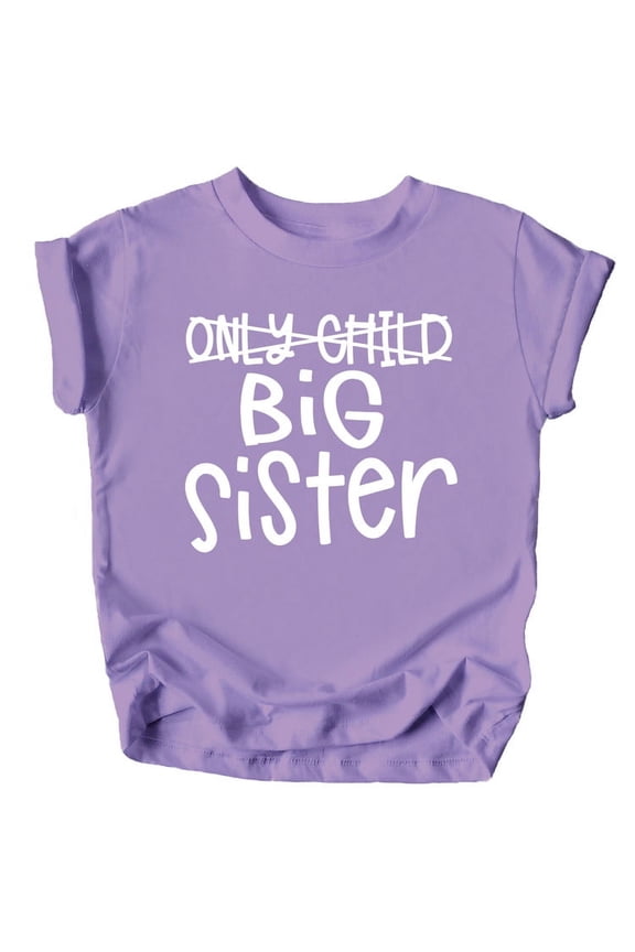Only Child to Big Sister Sibling Announcement Shirts for Baby and Toddler Girls Sibling Outfits Purple Shirt
