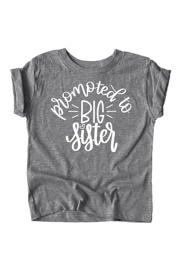 Promoted to Big Sister Colorful Announcement T-Shirt for Baby and Toddler Girls Sibling Outfits Granite Heather Shirt