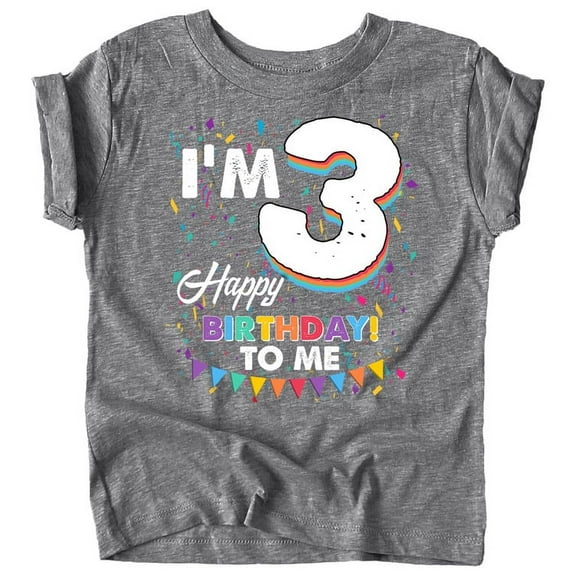 Olive Loves Apple Third Birthday I'm 3 Happy Birthday to Me T-Shirts for Girls and Boys Granite Heather Shirt 4T