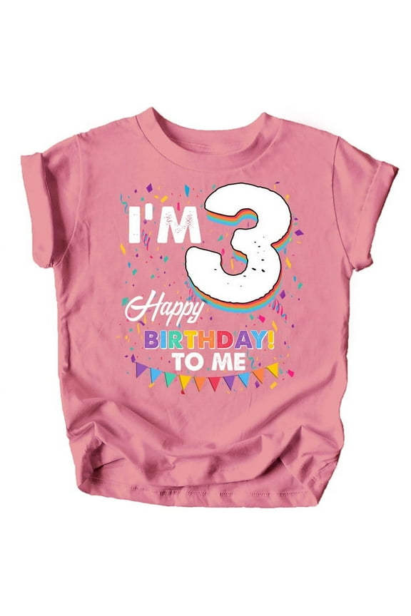 Third Birthday I'm 3 Happy Birthday to Me T-Shirts for Girls and Boys Mauve Shirt 4T