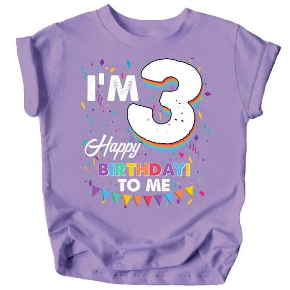 Olive Loves Apple Third Birthday I'm 3 Happy Birthday to Me T-Shirts for Girls and Boys Purple Shirt 3T