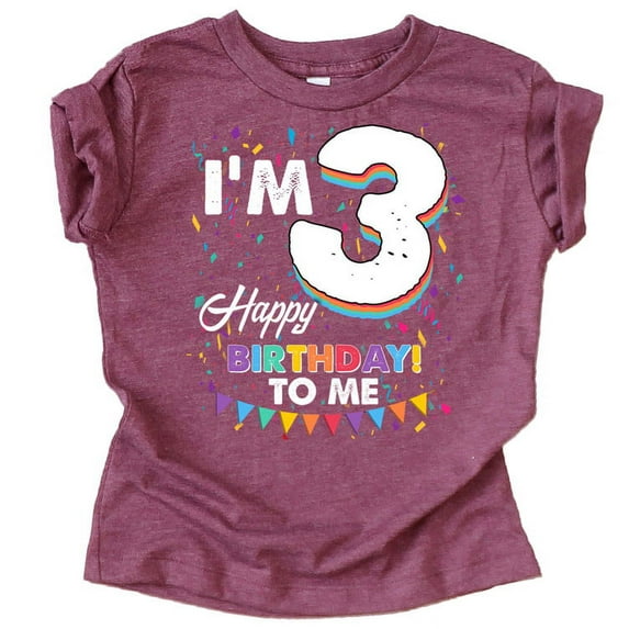 Olive Loves Apple Third Birthday I'm 3 Happy Birthday to Me T-Shirts for Girls and Boys Vintag Burgundy Shirt 4T
