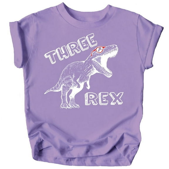 Olive Loves Apple Three Rex Dinosaur 3rd Birthday T-Shirts for Baby Girls and Boys Third Birthday Outfit Purple Shirt 5-6