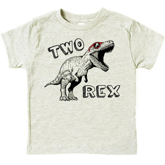 Olive Loves Apple Two Rex Dinosaur 2nd Birthday T-Shirts for Baby Girls and Boys Second Birthday Outfit Natural Heather Shirt 4T