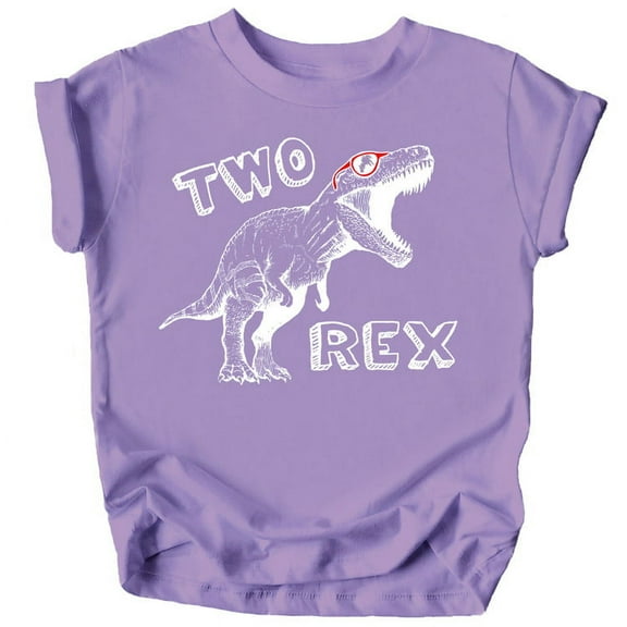 Olive Loves Apple Two Rex Dinosaur 2nd Birthday T-Shirts for Baby Girls and Boys Second Birthday Outfit Purple Shirt 3T